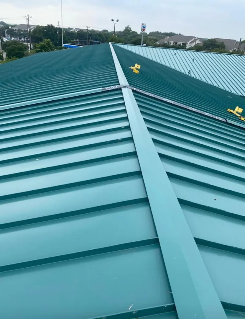 Green commercial metal roof ridge and valley for Metal Roof Repair in Round Lake